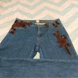 Cache Beaded Jeans size 8 🤎